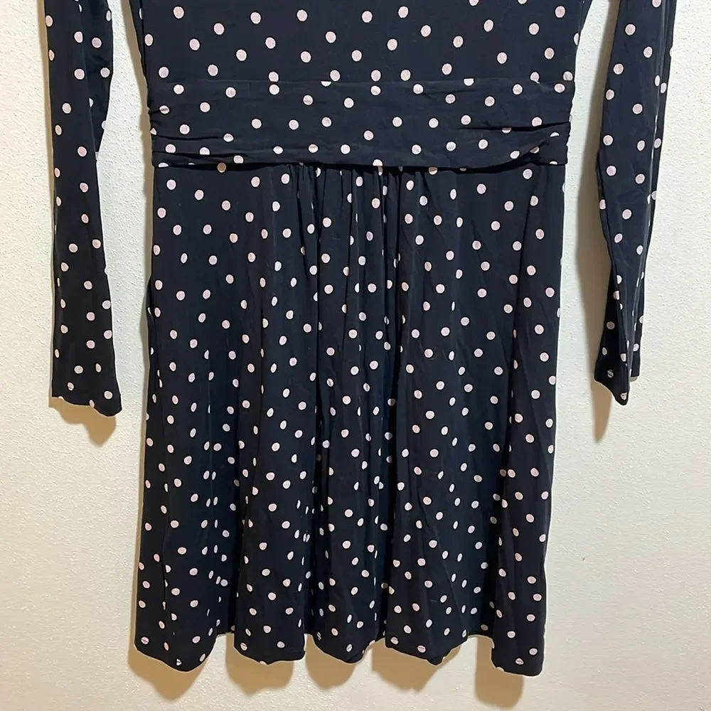NEW Boden Abigail Jersey Dress Long Sleeve Black Milkshake Pink Spot 6 Petite